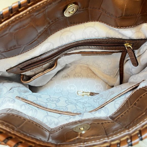 Michael Kors Hamilton Whipped Tiger Animal Print Canvas Brown Hand Shoulder Bag - Picture 9 of 12